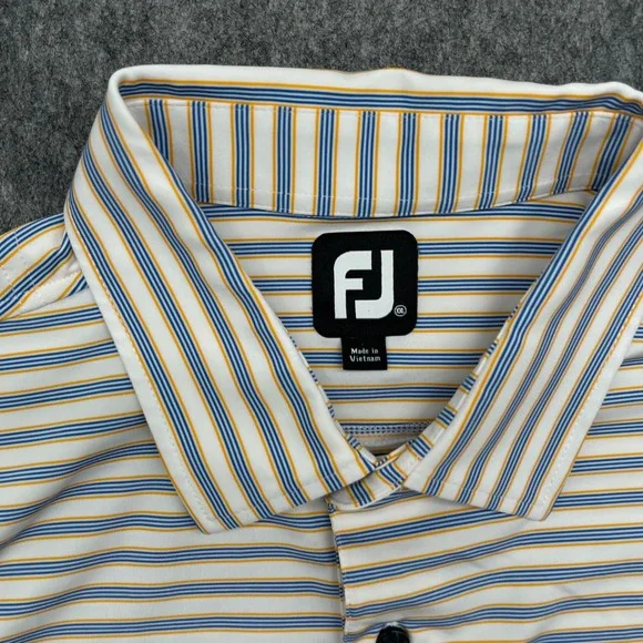 FootJoy Shirt Mens 2XL White Striped Performance Golf Polo Short Sleeve - Picture 6 of 16